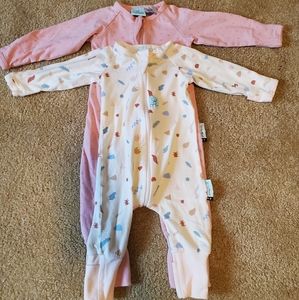 TWO Ergopouch long sleeve baby rompers ORGANIC jersey cotton